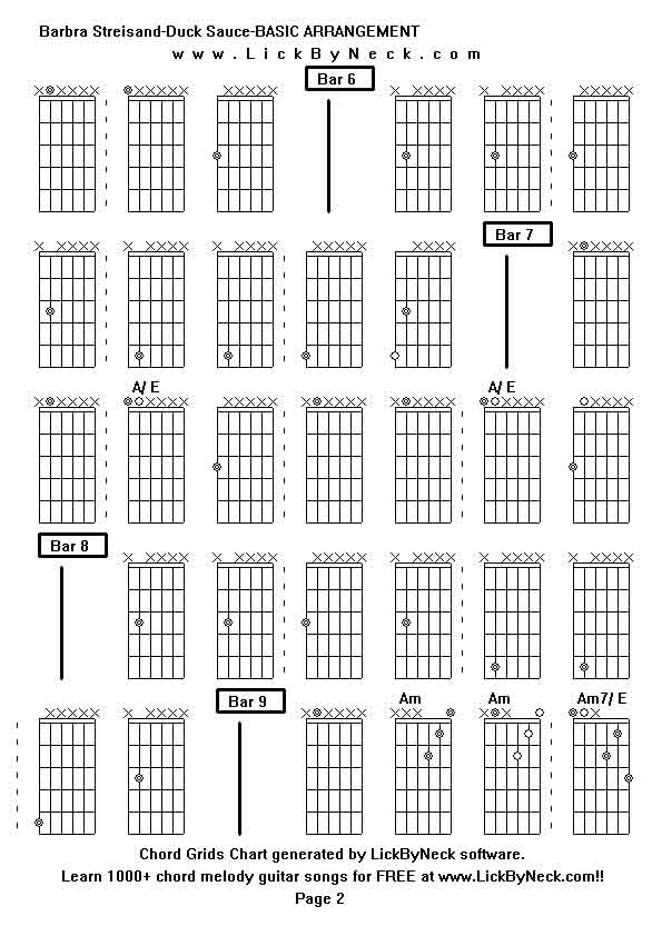 Chord Grids Chart of chord melody fingerstyle guitar song-Barbra Streisand-Duck Sauce-BASIC ARRANGEMENT,generated by LickByNeck software.